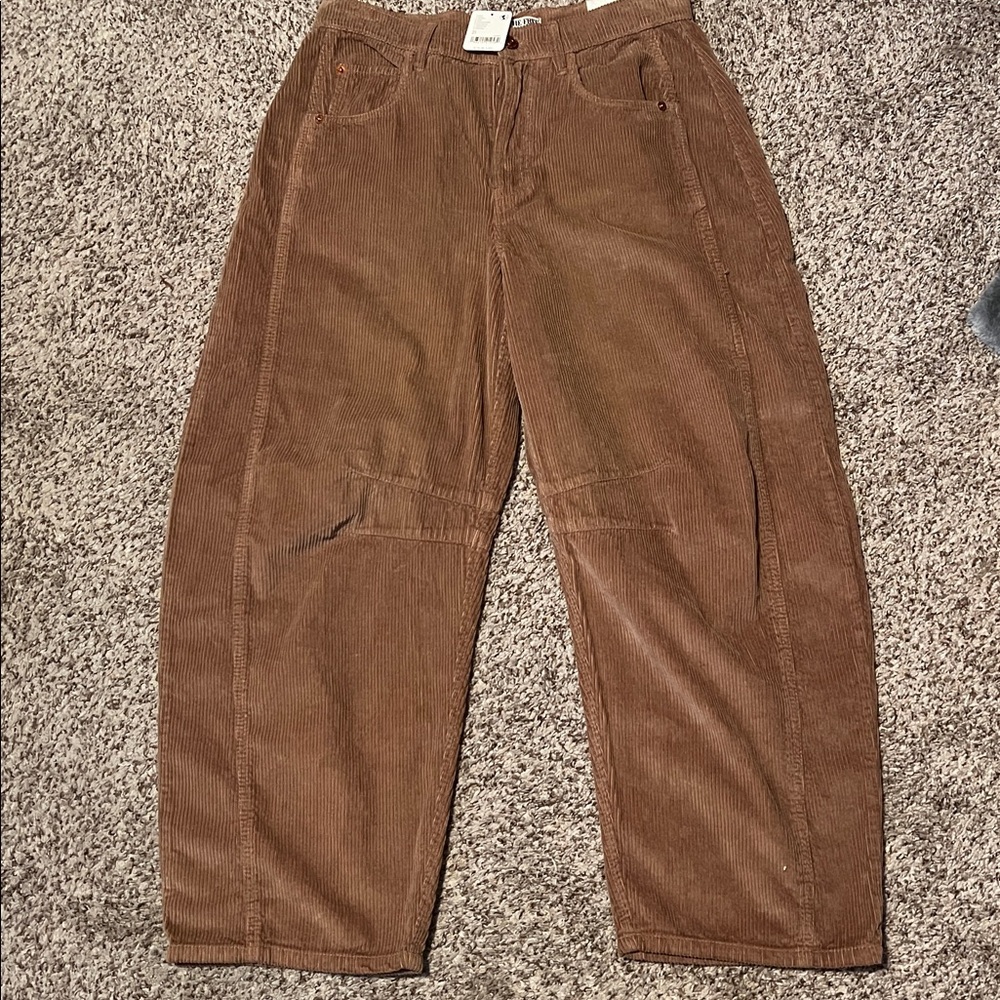 Brown corduroy barrel pants FP size 27